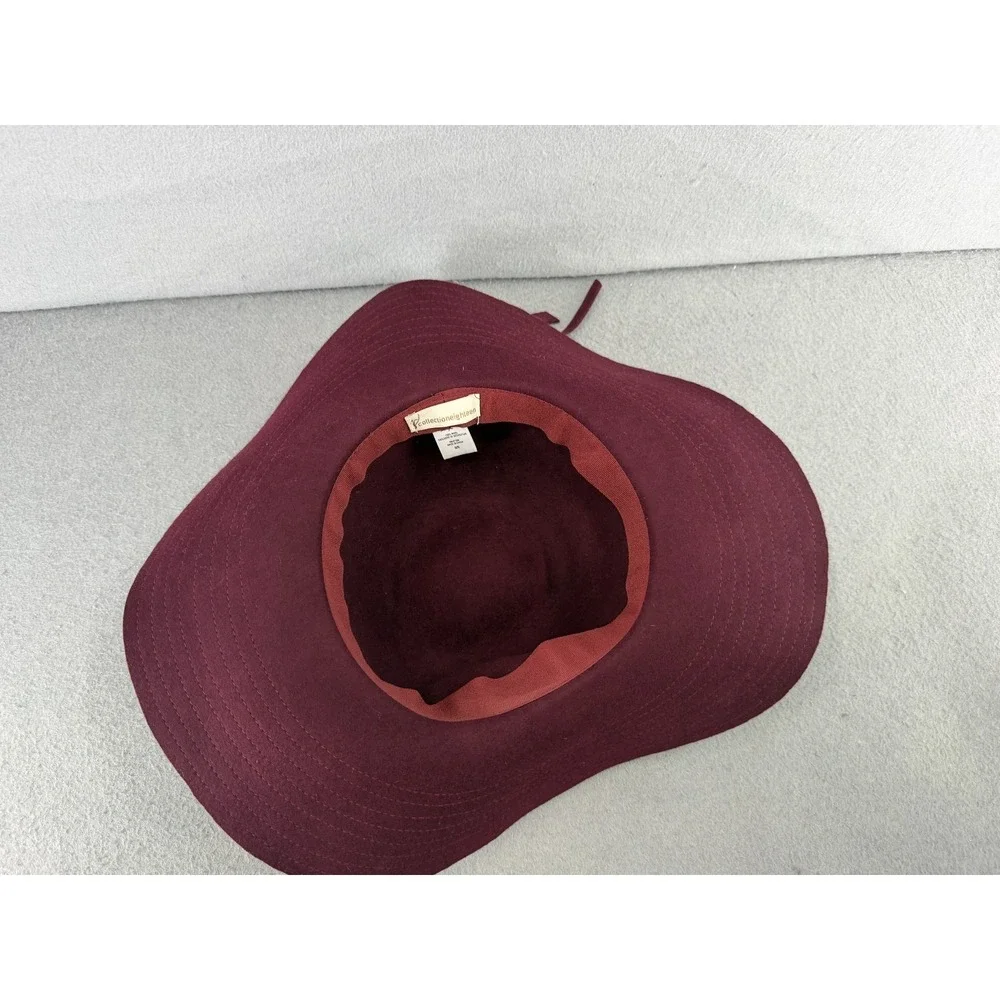 Collections Eighteen Floppy Hat Womens One Size Burgundy 100% Wool Festival Boho